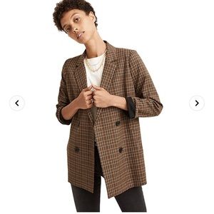 Madewell Caldwell double breasted Mandell plaid blazer